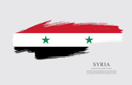Flag of Syria, brush stroke backgroundのイラスト素材