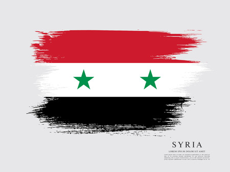 Flag of Syria, brush stroke backgroundのイラスト素材