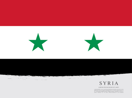 Flag of Syria, brush stroke backgroundのイラスト素材