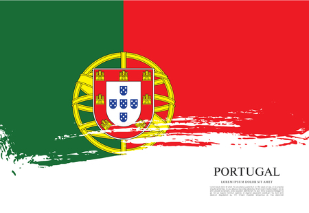 Flag of Portugal, brush stroke backgroundのイラスト素材