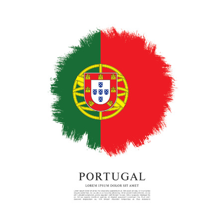 Flag of Portugal, brush stroke backgroundのイラスト素材