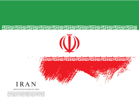 Flag of Iran, brush stroke backgroundのイラスト素材