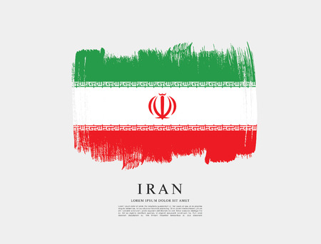 Flag of Iran, brush stroke backgroundのイラスト素材