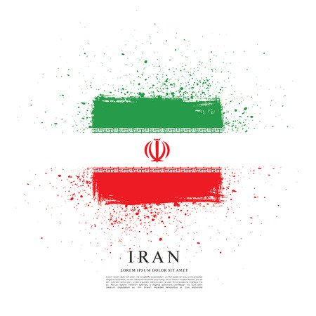 Flag of Iran, brush stroke backgroundのイラスト素材