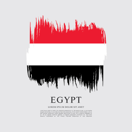 Flag of Egypt, brush stroke backgroundのイラスト素材