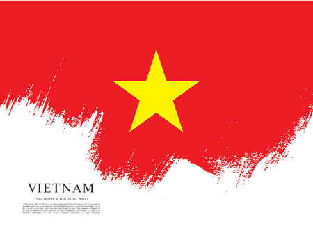 Flag of Vietnam, brush stroke backgroundのイラスト素材