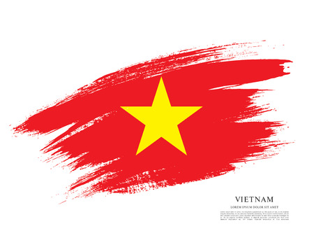 Flag of Vietnam, brush stroke backgroundのイラスト素材