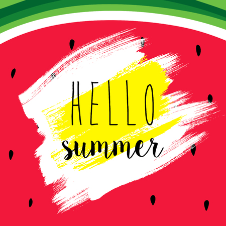 Summer banner template design. Hello Summer inscriptionのイラスト素材