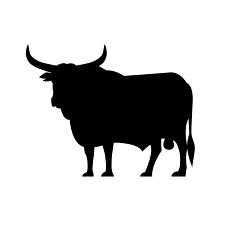 Black bull isolated on a white backgroundのイラスト素材
