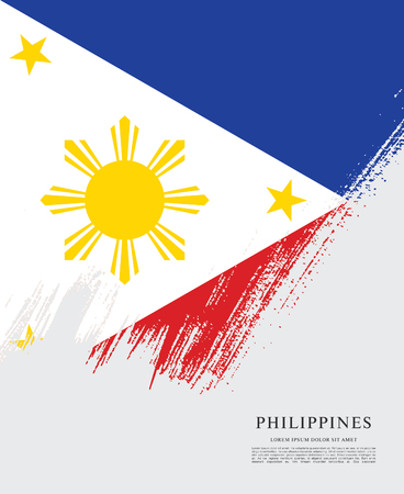 Flag of Philippines, brush stroke backgroundのイラスト素材