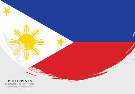 Flag of Philippines, brush stroke backgroundのイラスト素材