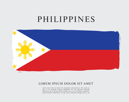 Flag of Philippines, brush stroke backgroundのイラスト素材
