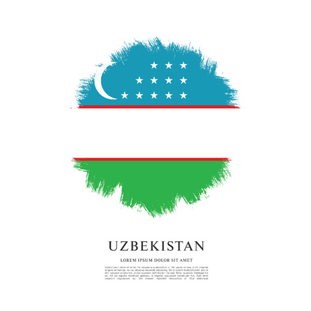Flag of Uzbekistan, brush stroke backgroundのイラスト素材