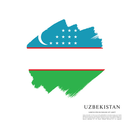 Flag of Uzbekistan, brush stroke backgroundのイラスト素材