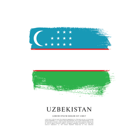 Flag of Uzbekistan, brush stroke backgroundのイラスト素材