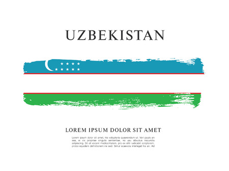 Flag of Uzbekistan, brush stroke backgroundのイラスト素材