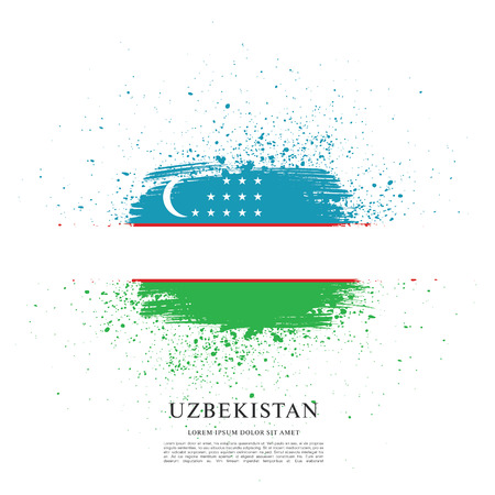 Flag of Uzbekistan, brush stroke backgroundのイラスト素材