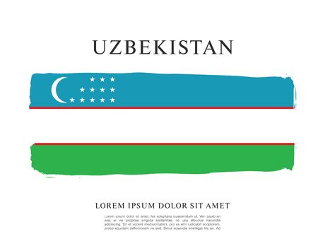 Flag of Uzbekistan, brush stroke backgroundのイラスト素材