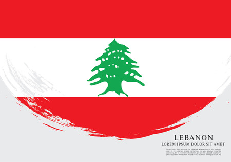 Flag of Lebanon, brush stroke backgroundのイラスト素材