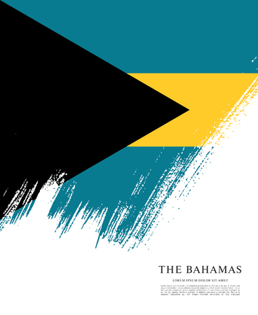 Flag of The Bahamas, brush stroke backgroundのイラスト素材