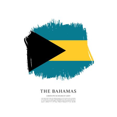 Flag of The Bahamas, brush stroke backgroundのイラスト素材