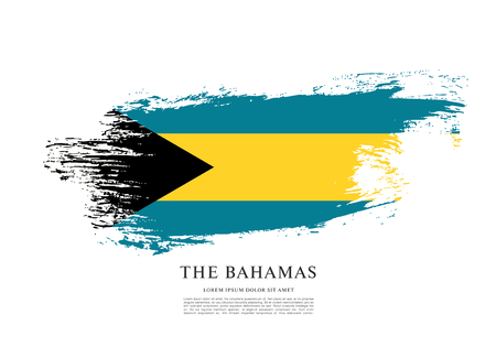 Flag of The Bahamas, brush stroke backgroundのイラスト素材