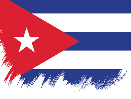 Flag of Cuba, brush stroke backgroundのイラスト素材