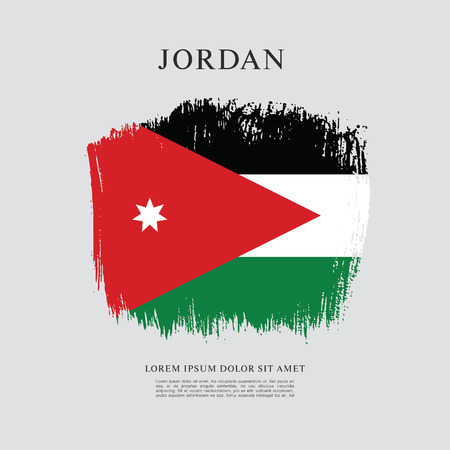 Flag of Jordan, brush stroke layout.のイラスト素材