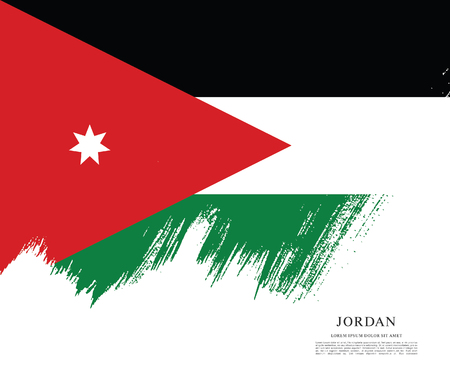 Flag of Jordan, brush stroke pattern.のイラスト素材