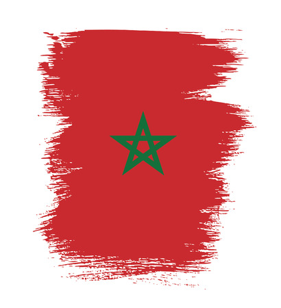 Flag of Morocco, brush stroke backgroundのイラスト素材