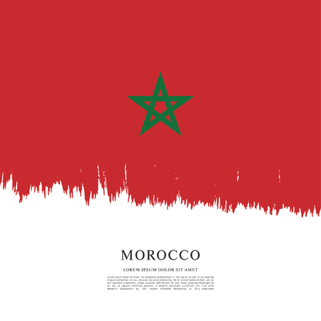 Flag of Morocco, brush stroke backgroundのイラスト素材