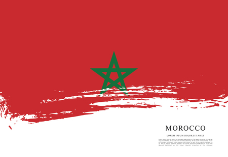 Flag of Morocco, brush stroke backgroundのイラスト素材