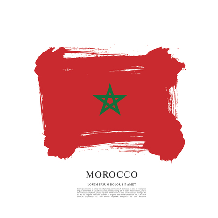 Flag of Morocco, brush stroke backgroundのイラスト素材