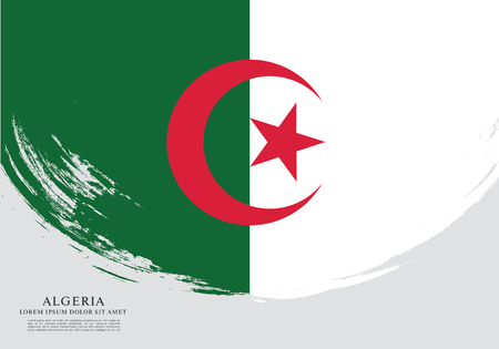 Flag of Algeria, brush stroke backgroundのイラスト素材