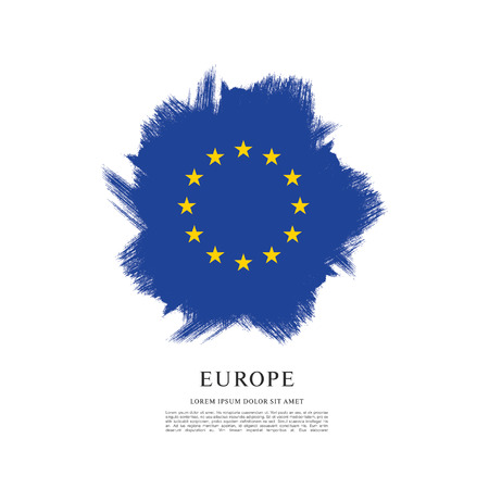 Flag of Europe, brush stroke backgroundのイラスト素材