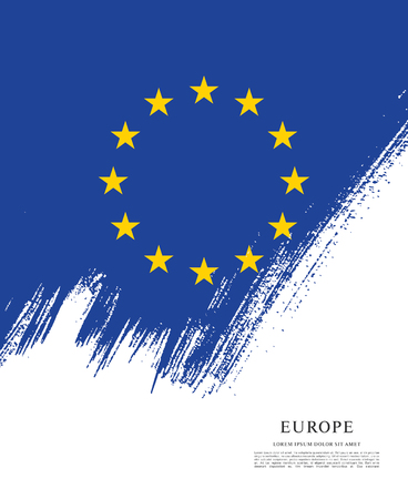 Flag of Europe, brush stroke backgroundのイラスト素材