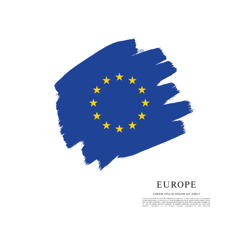 Flag of Europe, brush stroke backgroundのイラスト素材