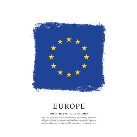 Flag of Europe, brush stroke backgroundのイラスト素材