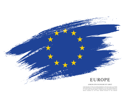 Flag of Europe, brush stroke backgroundのイラスト素材