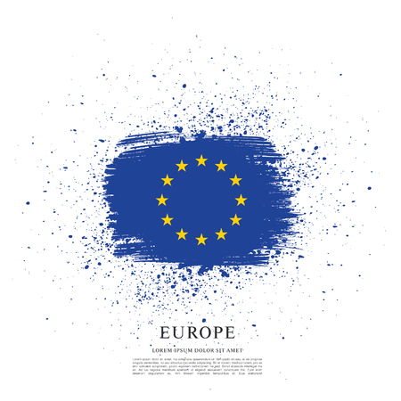 Flag of Europe, brush stroke backgroundのイラスト素材