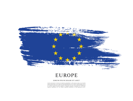 Flag of Europe, brush stroke backgroundのイラスト素材