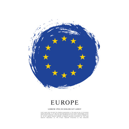 Flag of Europe, brush stroke backgroundのイラスト素材