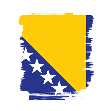 Flag of Bosnia and Herzegovina, brush stroke backgroundのイラスト素材