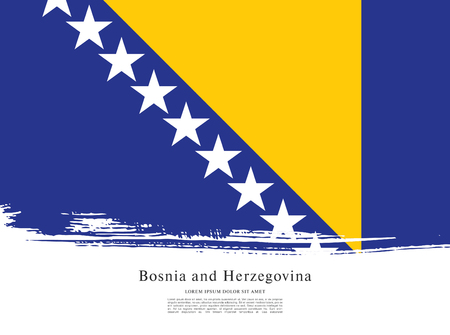 Flag of Bosnia and Herzegovina, brush stroke backgroundのイラスト素材