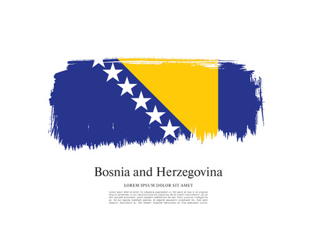 Flag of Bosnia and Herzegovina, brush stroke backgroundのイラスト素材