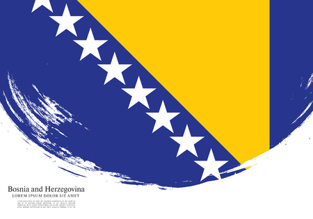 Flag of Bosnia and Herzegovina, brush stroke backgroundのイラスト素材