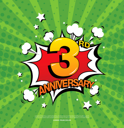 3rd anniversary emblem. Three years anniversary celebration symbolのイラスト素材