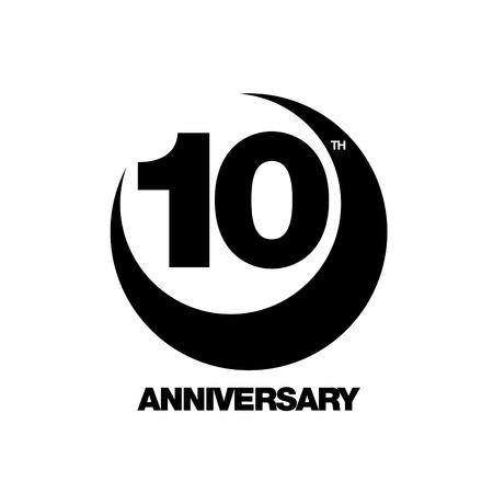10th anniversary emblem. Ten years anniversary celebration symbolのイラスト素材