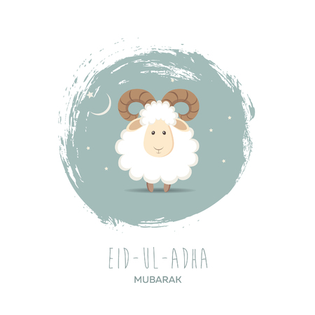 Greeting card for Muslim Community Festival of Sacrifice Eid-Ul-Adha. Vector illustrationのイラスト素材