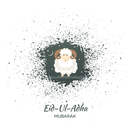 Greeting card for Muslim Community Festival of Sacrifice Eid-Ul-Adha. Vector illustrationのイラスト素材